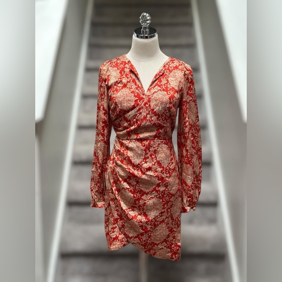 Anthropologie Skylar Silk Blend Surplice Mini Dress Boho Chic Women 4 Romantic - Picture 3 of 13